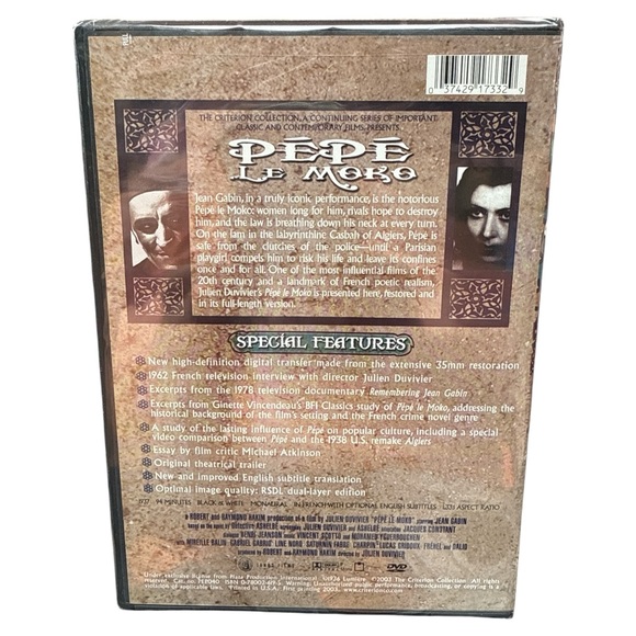 Criterion Collection: Pepe Le Moko [B&W] [Subtitled] (DVD, 1936) New SEALED - Picture 2 of 2